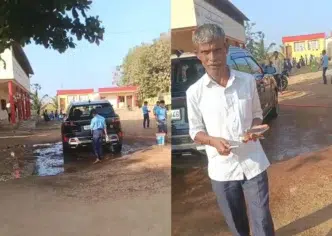 Teacher allegedly makes school students wash his car at BK Halli school in Haliyala taluk, Uttara Kannada district
