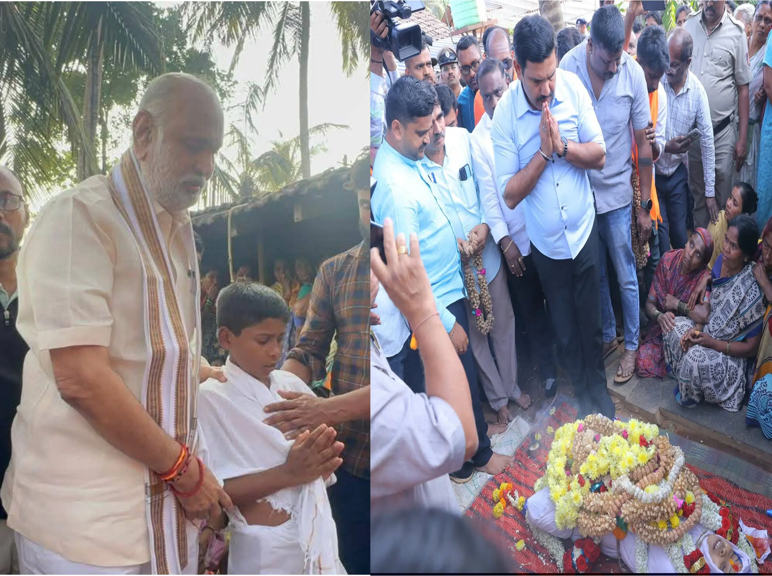 BJP and Congress leaders offering financial support to Ranjitha’s family in Yallapur
