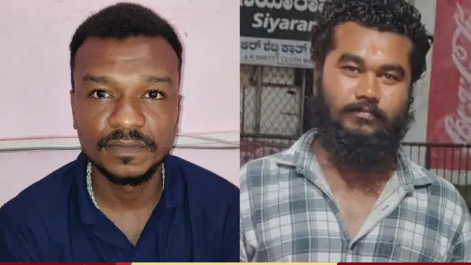 ಮುಂಡಗೋಡಿನಲ್ಲಿ ಅಕ್ರಮ ಮೀಟರ್ ಬಡ್ಡಿ ದಂಧೆ ಹಾಗೂ ಅಪರಾಧ ಚಟುವಟಿಕೆ ವಿರುದ್ಧ ಕಾರ್ಯಾಚರಣೆ ನಡೆಸಿದ ಪೊಲೀಸರು ಗೂಂಡಾ ಕಾಯ್ದೆಯಡಿ ಇಬ್ಬರು ರೌಡಿಗಳನ್ನು ಬಂಧಿಸಿ ಬಳ್ಳಾರಿ ಜೈಲಿಗೆ ರವಾನೆ ಮಾಡಿದ ದೃಶ್ಯ.