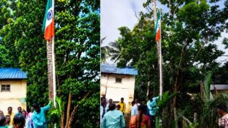 National flag allegedly hoisted upside down during Independence Day celebration at Koppa village in Mundgod