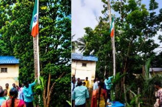 National flag allegedly hoisted upside down during Independence Day celebration at Koppa village in Mundgod