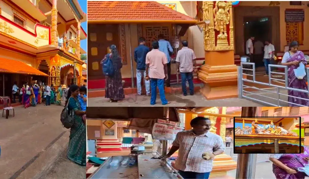 Idagunji Mahaganapathi Temple in Honnavar, Uttara Kannada, amid a reported dispute over temple worship and priestly duties during Navaratri.