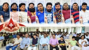 Blood Donors Karwar team members donating blood to help patients requiring emergency transfusions at KRIMS Hospital