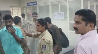 Smoke from an electrical panel room at Sirsi Central Bus Stand in Uttara Kannada district, where staff used a fire extinguisher to prevent a possible major accident.