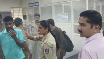 Smoke from an electrical panel room at Sirsi Central Bus Stand in Uttara Kannada district, where staff used a fire extinguisher to prevent a possible major accident.